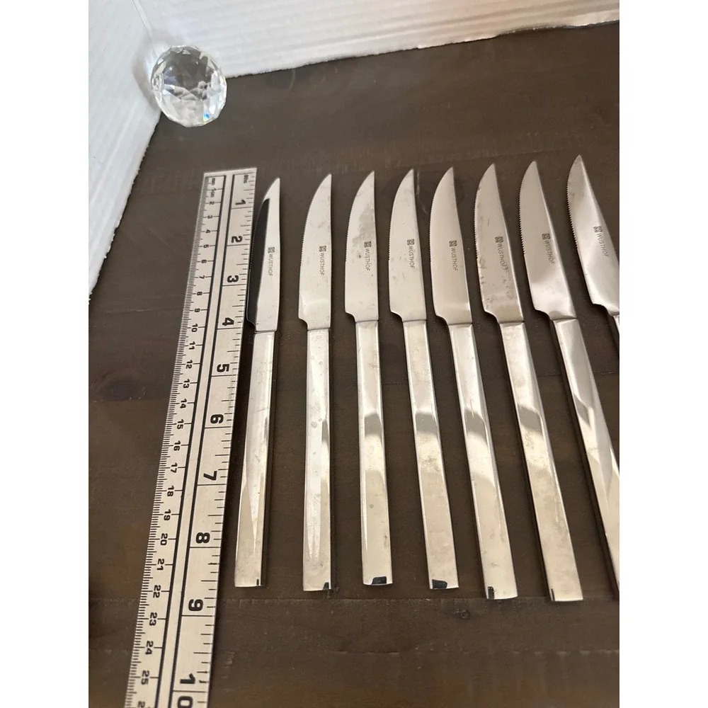 Wusthof 8 Piece Stainless Steel Serrated Steak Knife Set Silver Modern Flatware